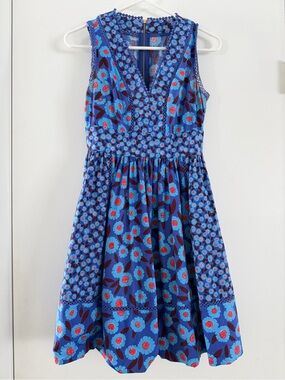 kate spade Blue Floral V-Neck Sleeveless Dress